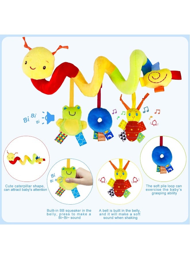 FPVERA Activity Spiral Stroller Toy Infant Plush Hanging Carseat Toys with Ringing Bell - Image 3